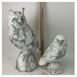 Painted Concrete Owl Garden Statues Pair