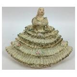 Dresden Porcelain Half Doll With Lace Skirt Trinke