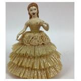 Dresden Porcelain Figurine with Layered Gold Dress