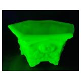 Fenton Uranium Hexagonal Footed Dish