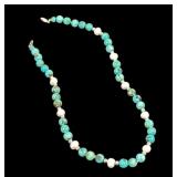 14k gold bead & closure necklace with turquoise