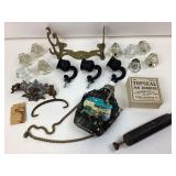 Glass Knobs, Brass Hook & Baclplate, Iron Tiebacks
