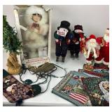 Christmas Decor Lot Dolls Stockings Wall Hangings