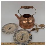 Revere Ware Copper Kettle, Wick Trimmers, Saucers