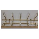 Brass Wall Rack With White Ceramic Knobs