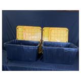 4 Black Plastic Storage Containers w/ Lids