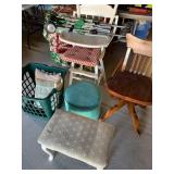 Wood Chair, Ottoman, Footstool, Blanket +
