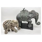 Large elephant figurine on stand, filigree style