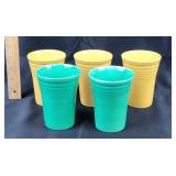 5 Fiesta Tumblers, Yellow, Green
