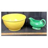 Yellow Mixing Bowl, Green Fiesta Gravy Boat