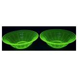 2 Uranium Glass Bowls