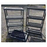 2 plastic shelving units