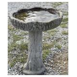 Concrete birdbath with gnome tree base