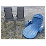 2 stacking patio chairs, FrontGate foam Lounger