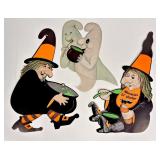 (3) vintage Halloween paper cutouts decorations