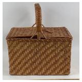 Woven Rectangular Picnic Basket with Handle