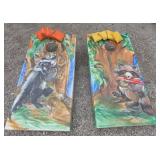 Wooden Cornhole Boards With Painted Animal Designs