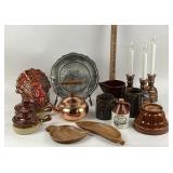 Pottery, Copper, Pewter, Wood Items