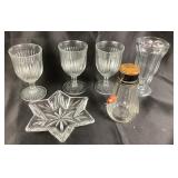 3 KIG Indonesia Clear Glass Fluted Water Goblets
