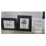 Black & White Drawing Of A Tiger Framed 16.5 in.