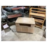Folding wood shelf, Glass desk, rolling tv stand