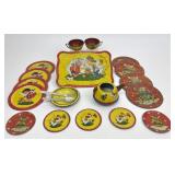 20 pc. 1940s-50s Tin Toy Tea Sets