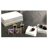 7 pc. Men's VTG Tie Cufflinks 3 Pair & Accessories