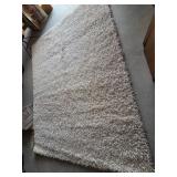White Shag Area Rug With Textured Pile