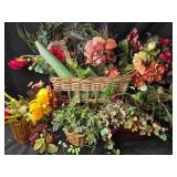 Artificial Flowers, Green Foam, Wicker Baskets