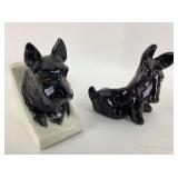 Ceramic Scottie Dog Figurine and Bookend Pair