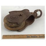 Iron Pulley Block with Star Cutout