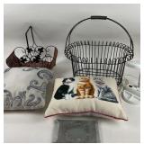 Wire Baskets, Cat Pillow, Cushion, Lamp