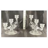 Heisey Orchid Three-Arm Candelabras