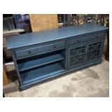Blue wood media console table