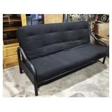 Black fabric futon, metal frame