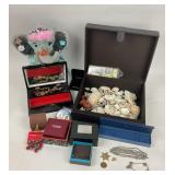 Lacquered jewelry box, nautical charm bracelet,