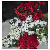 Artificial Red And White Poinsettia Plants