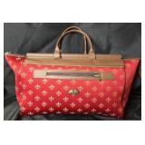 American Flyer Red Travel Bag With Brown Accents