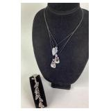 Brighton Multistrand Silver tone heart necklace