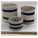 RRP Co. Roseville Blue Band Stoneware Crocks