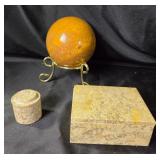 Fossil Stone Sphere With Box And Cylinder