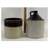 Stoneware Crock and Jug Pair
