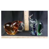 Pair Murano-style Sommerso Glass Elephant Figurine