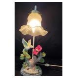Hummingbird Table Lamp With Floral Design