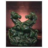 Mid Century Green Ceramic Horse TV Lamp