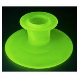 Uranium Vaseline Glass Candle Stick Holder Vintage
