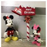 Mickey & Minnie Mouse & Mailbox VTG Christmas