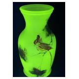 9' Uranium Hand Painted Vase Vintage