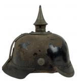 Spiked Helmet Picklehaube, crazing on leather,