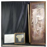 Ruane Manning Elephant Print, Two Framed Originals